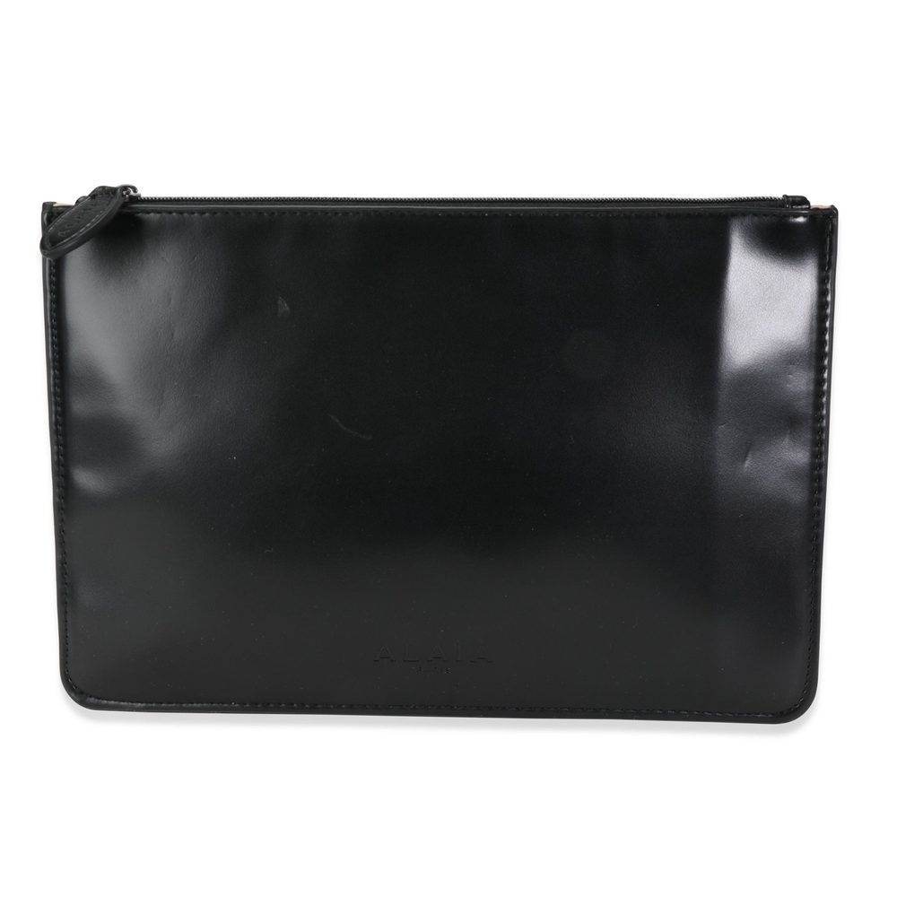 Alaia Black Leather Large Zip Case